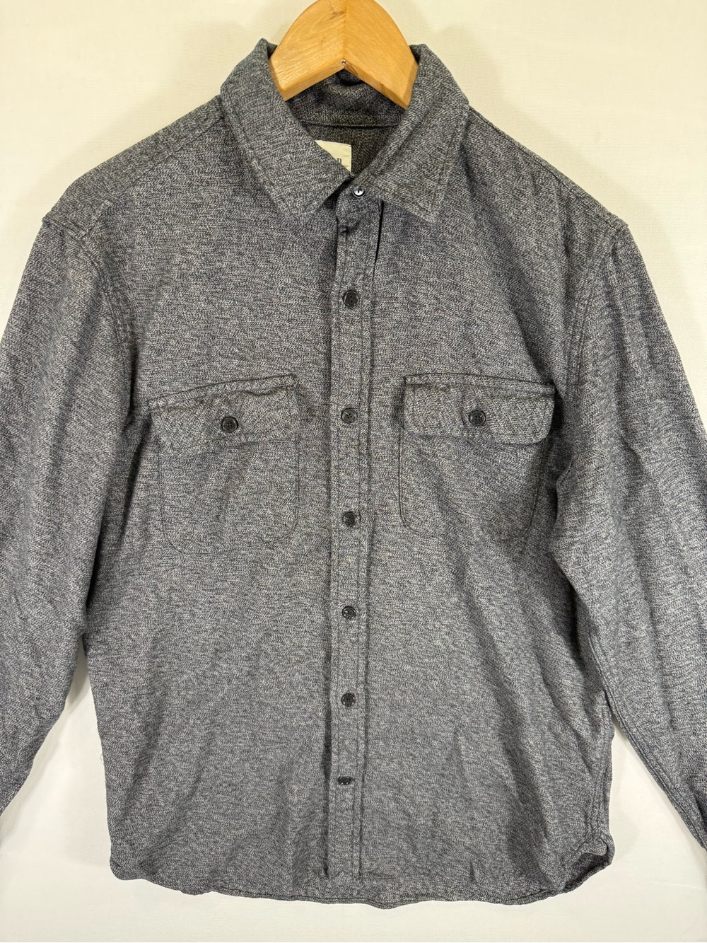 GAP 100% Cotton Men's Heather Gray Button-Front Shirt Jacket